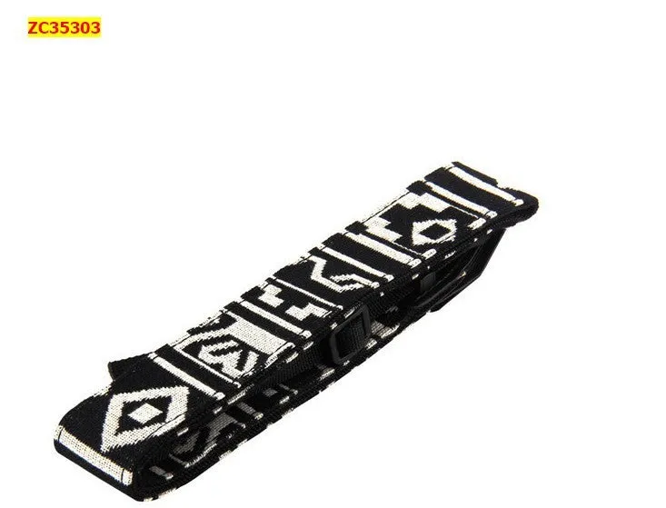 Ibiza Geometric Camera Strap with geometric pattern, adjustable length, available in multiple colours.