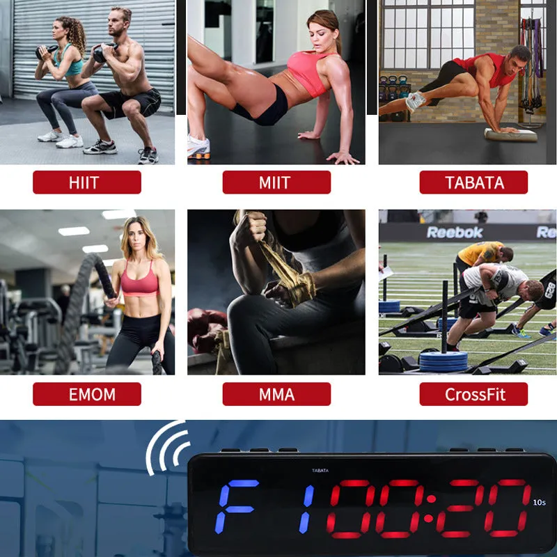 Fitness exercise timer with magnetic suction mount and 1-inch plastic display showing seconds