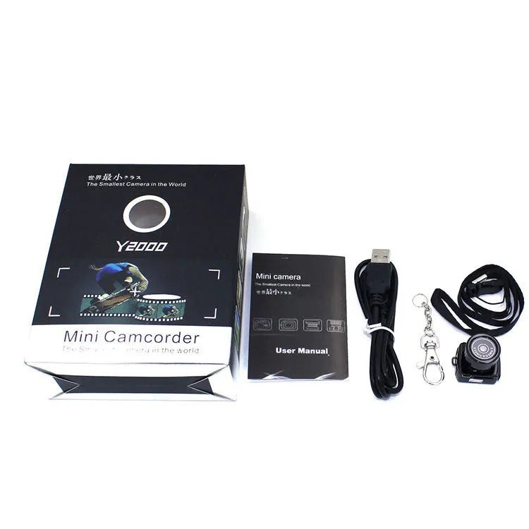 HD compact body camera in black with Mini 8 Pin USB port and Micro SD card slot