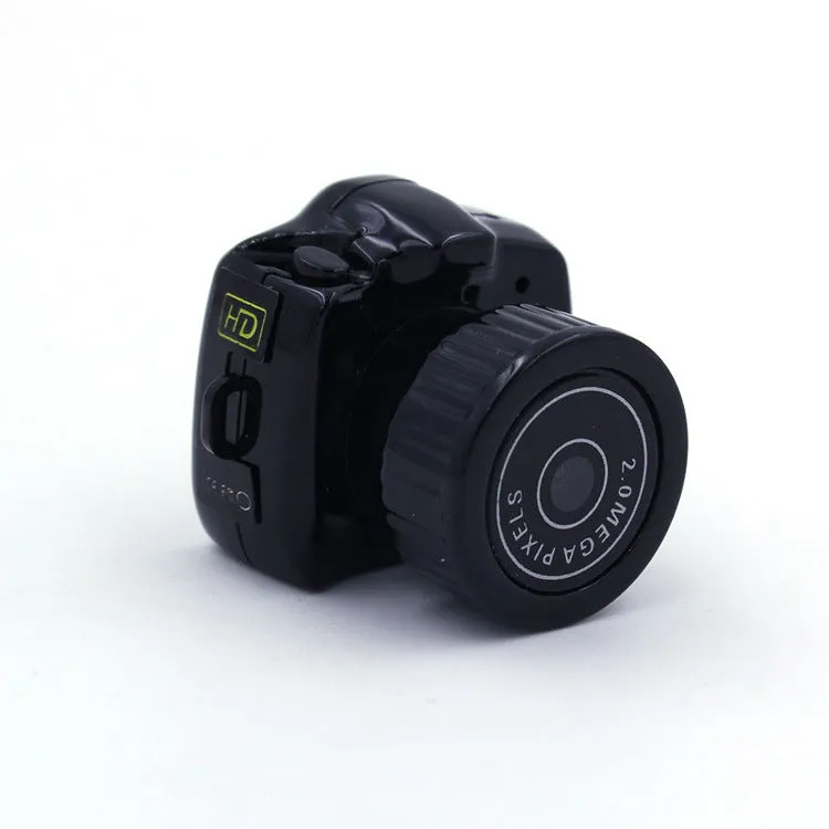 HD compact body camera in black with Mini 8 Pin USB port and Micro SD card slot