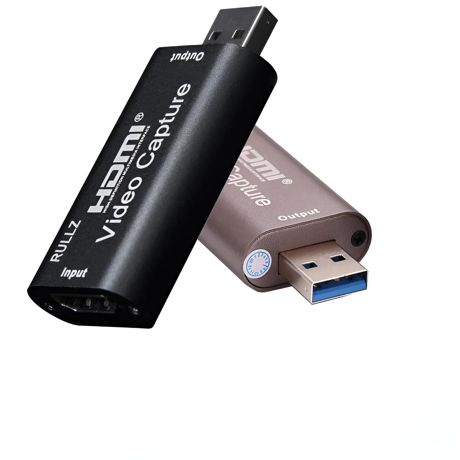 USB 3.0 HD video capture card with HDMI and USB connectors, black, 63.8x28x12.8mm