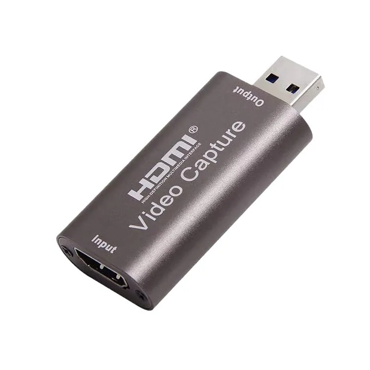 USB 3.0 HD video capture card with HDMI and USB connectors, black, 63.8x28x12.8mm