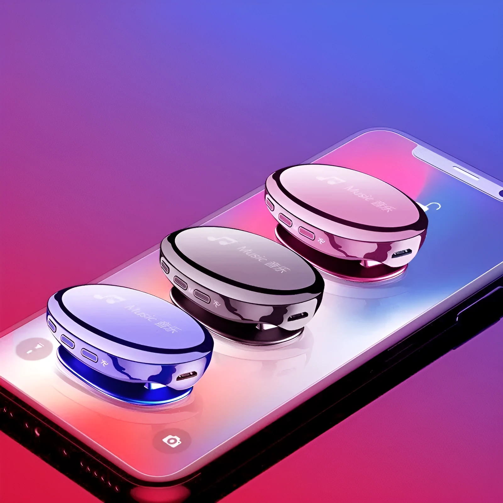 Bluetooth MP4 music player in black, blue, or rose gold with OLED screen and push buttons