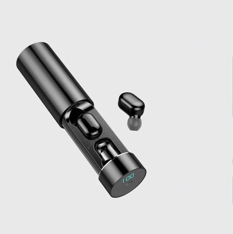 Cylinder earphone TW-A6 wireless earbuds with charging box in Black, Gold, and White colour options