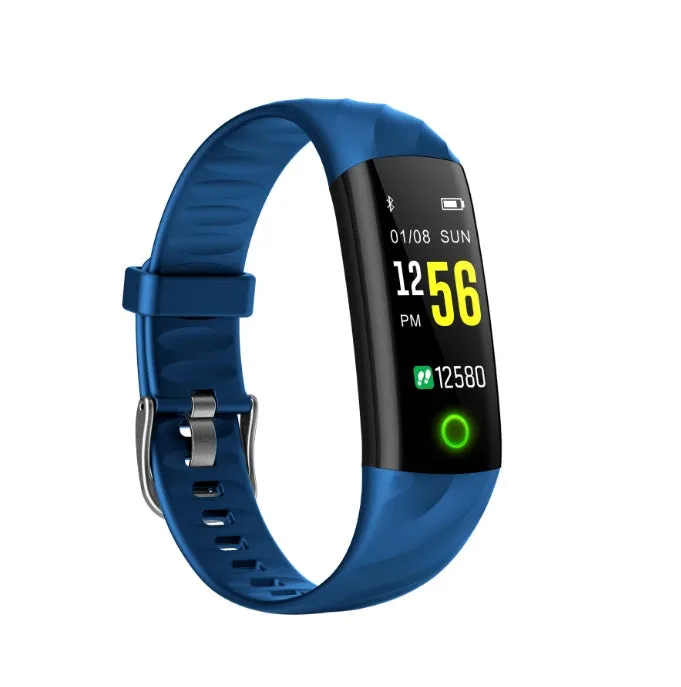 S5 smart bracelet in black with heart rate monitoring and step counter display