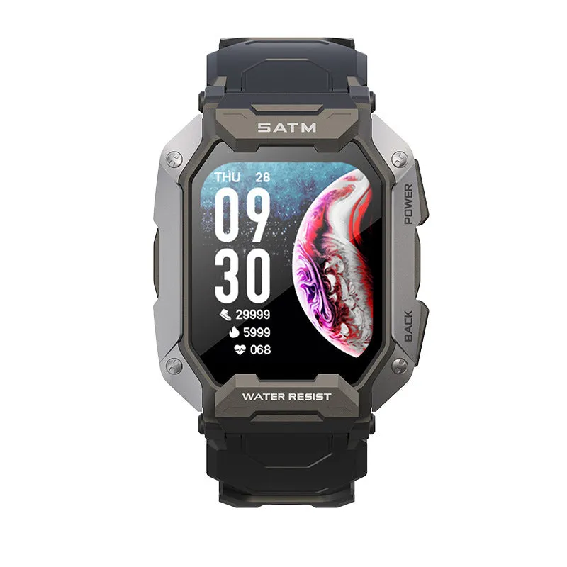 Multi-scene sports watch with 1.71-inch HD screen, silicone band, and 5ATM waterproof rating