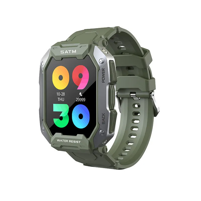 Multi-scene sports watch with 1.71-inch HD screen, silicone band, and 5ATM waterproof rating