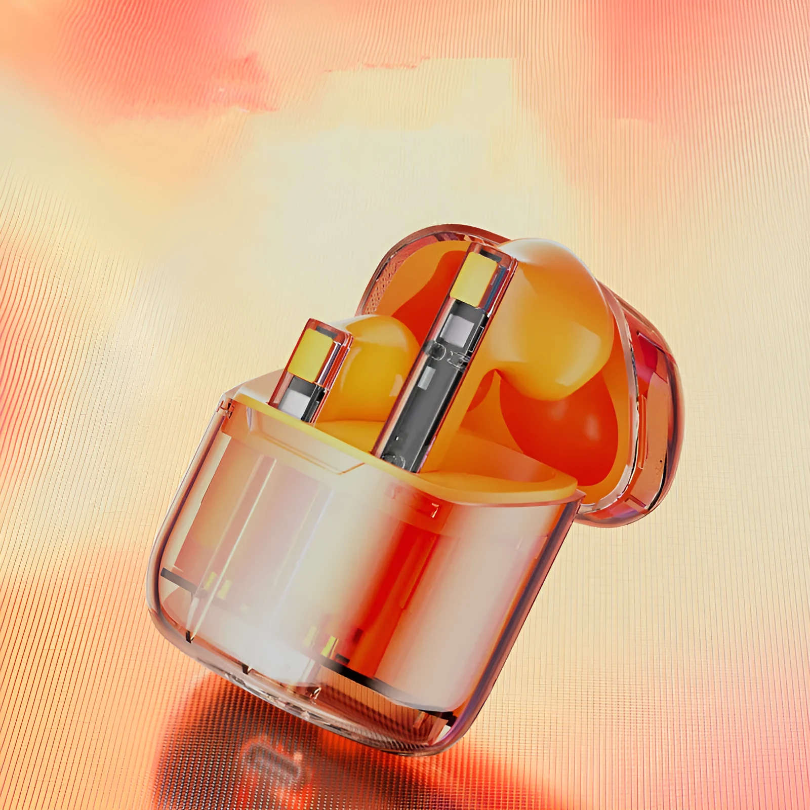 YX06 wireless TWS headphones with transparent cabin design in black, green, orange, or white colours.