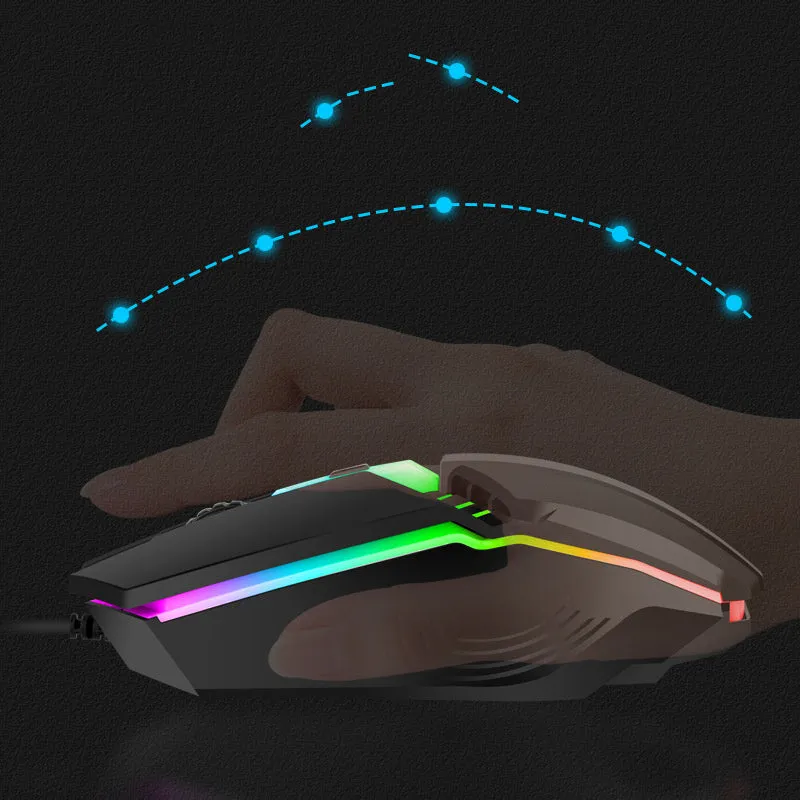 Wired gaming mouse with glowing USB cable, 1000dpi, black or white option, 1.5m line length