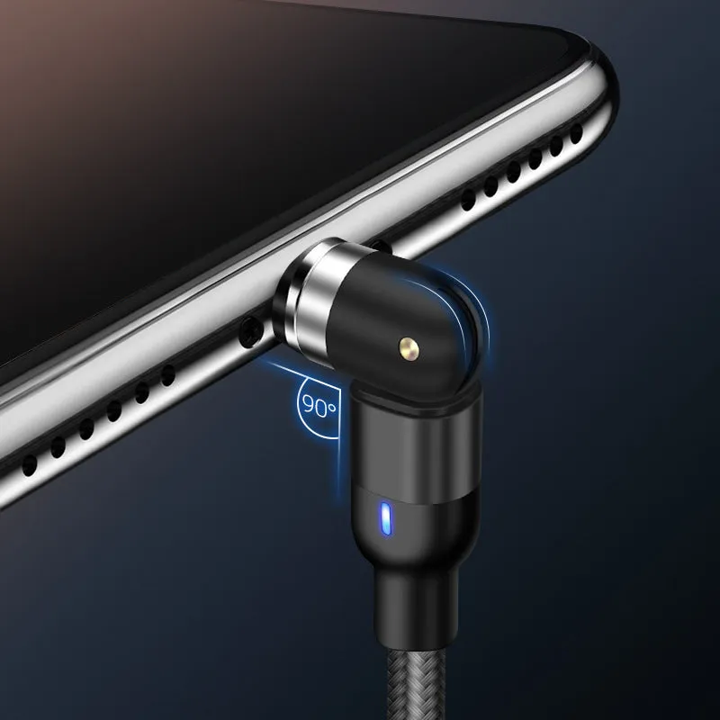Rotating magnetic cable in black, 1m length, with USB-A to magnetic tip