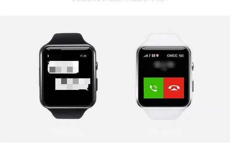 Black smartwatch with telephone and music movement meter on TPU strap