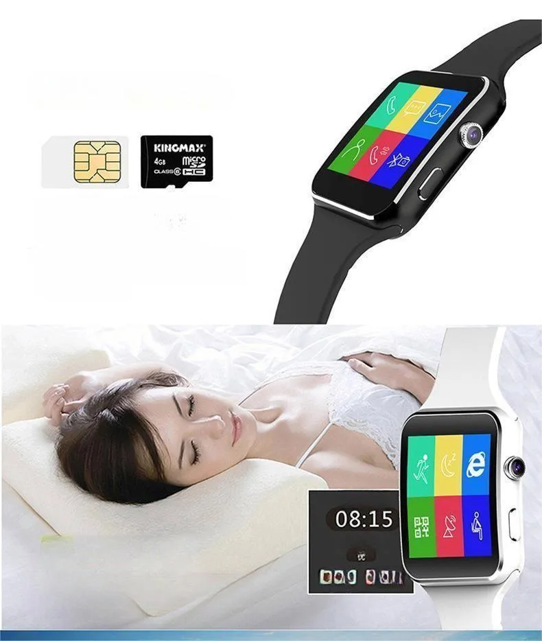 Black smartwatch with telephone and music movement meter on TPU strap