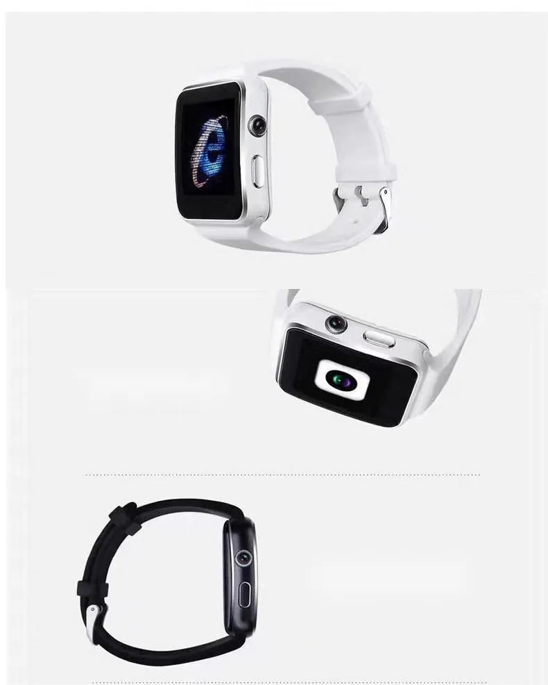 Black smartwatch with telephone and music movement meter on TPU strap