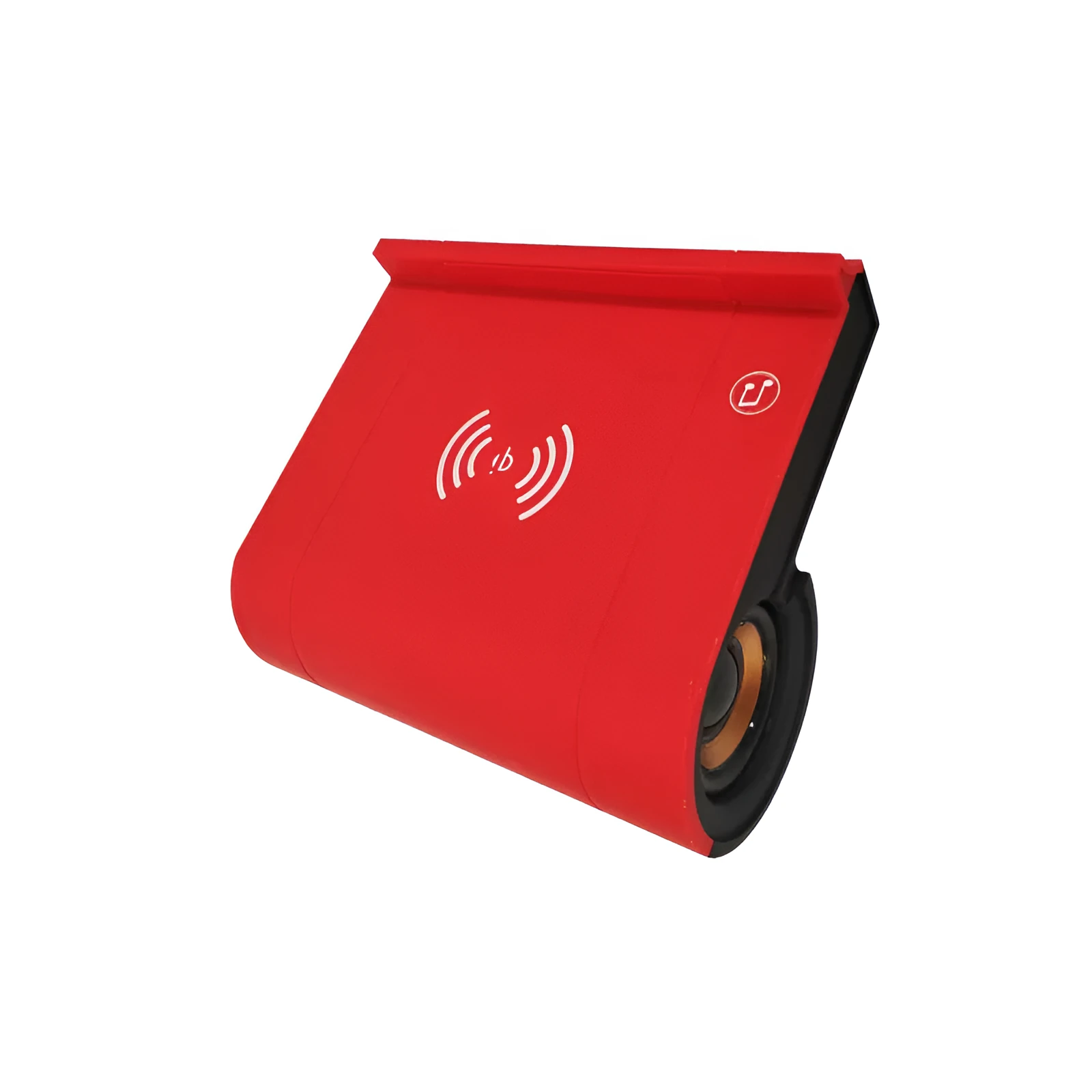 New creative wireless Bluetooth speaker in black with shaking sound and wireless charging function