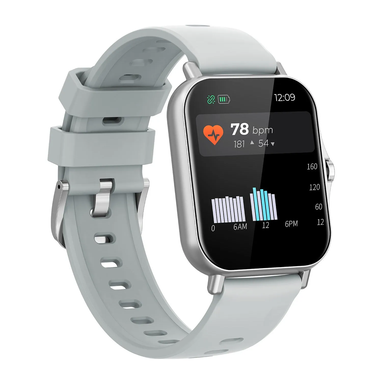 W10 smart watch for heart rate and blood pressure monitoring in black, blue, gold, or silver colours