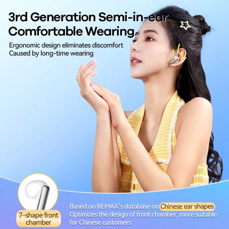 REMAX CozyBuds W13 ENC true wireless earbuds in Blue Purple and White with dual-mic noise canceling