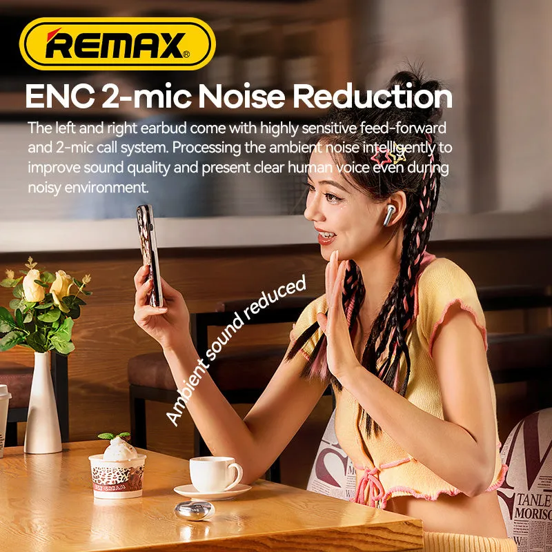 REMAX CozyBuds W13 ENC true wireless earbuds in Blue Purple and White with dual-mic noise canceling