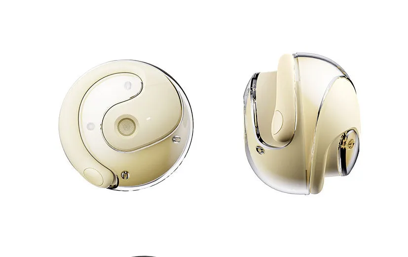 AI translation bone conduction Bluetooth headset in black with ear hook design, PC ABS body