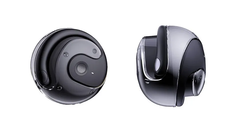 AI translation bone conduction Bluetooth headset in black with ear hook design, PC ABS body