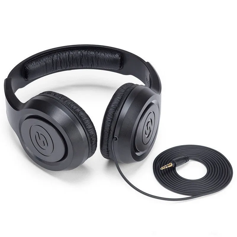 Fully enclosed monitoring earphones headworn over-ear black wired industrial style headphones