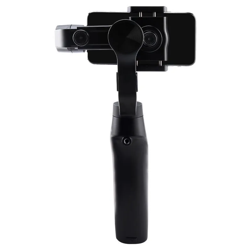 Black handheld three-axis mobile phone stabilizer with wireless charging and Bluetooth remote control