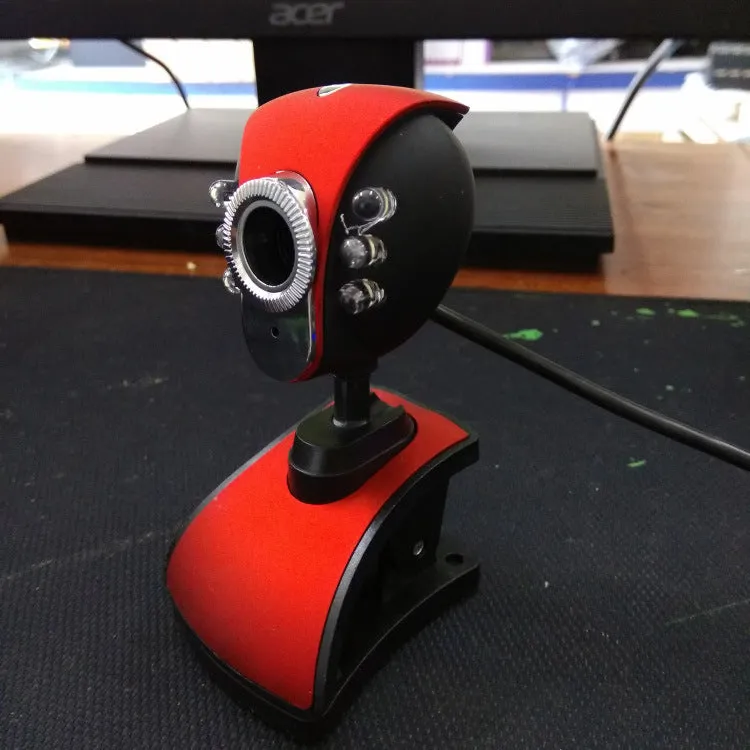 USB computer camera with CMOS sensor in red and black colour
