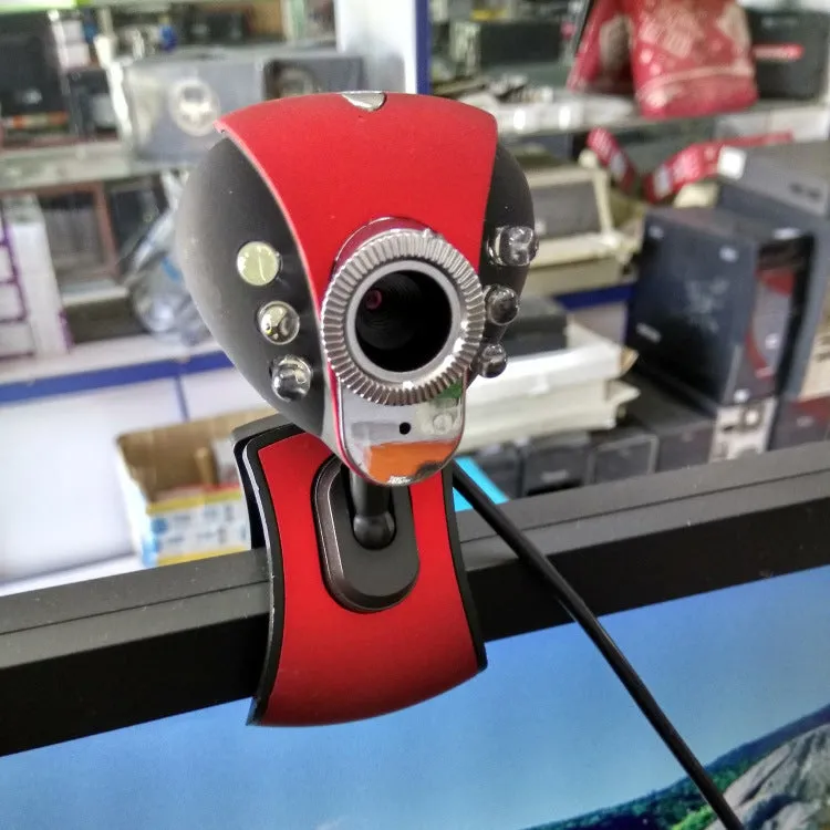 USB computer camera with CMOS sensor in red and black colour