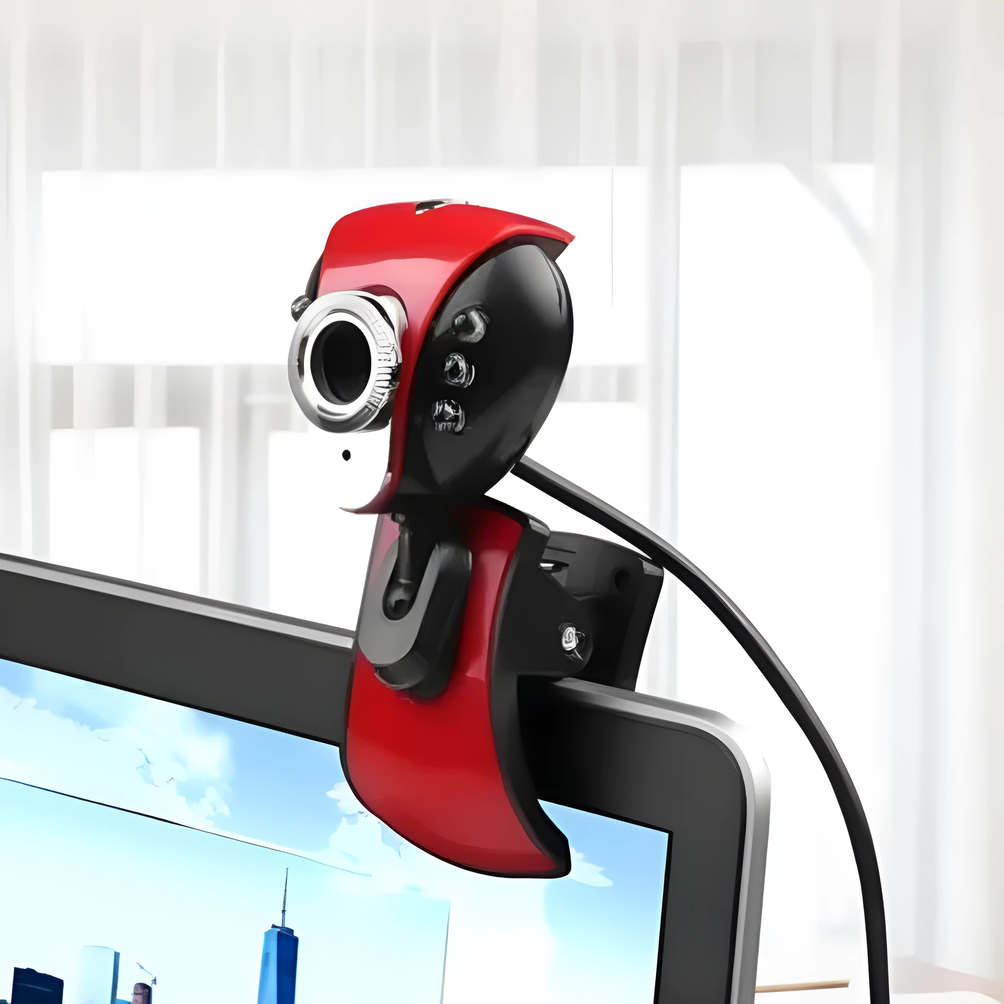 USB computer camera with CMOS sensor in red and black colour