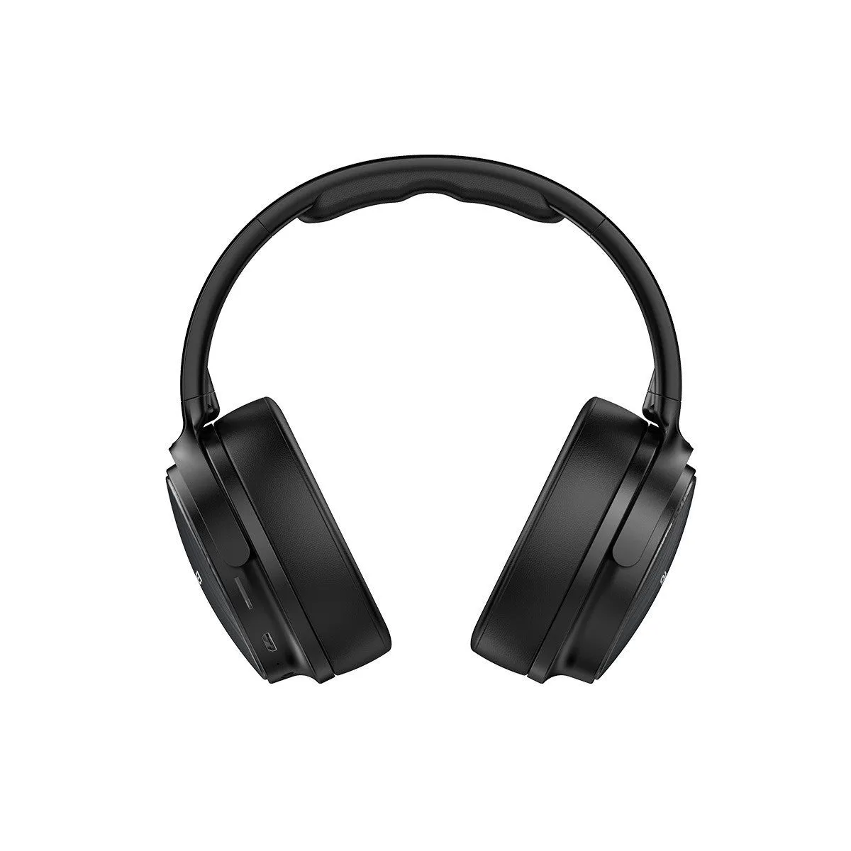 Awei black wireless Bluetooth over-ear headphones folded with audio cable and charging cable visible