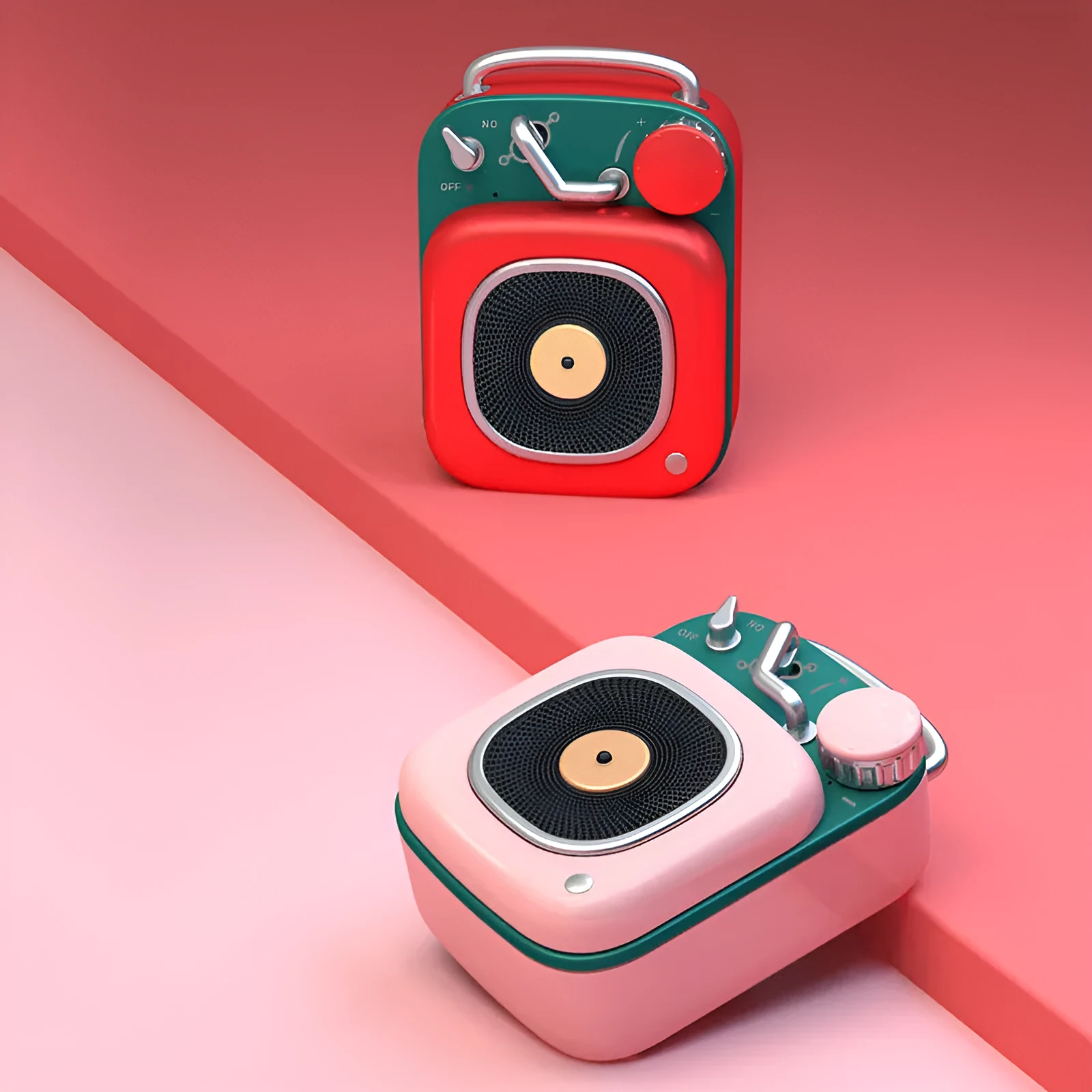 Portable mini speaker in blue, compact size 4.8x6.2x2.8cm with metal body