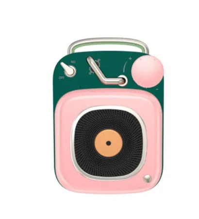 Portable mini speaker in blue, compact size 4.8x6.2x2.8cm with metal body