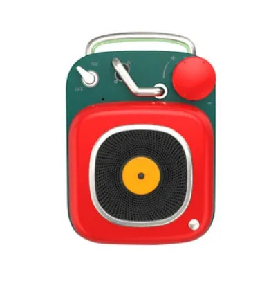 Portable mini speaker in blue, compact size 4.8x6.2x2.8cm with metal body