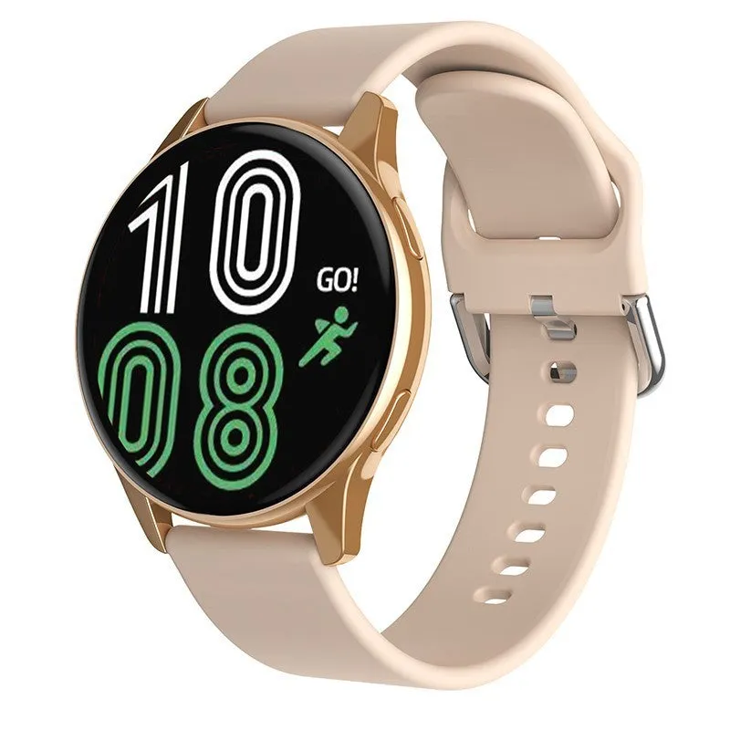 Round TFT touch screen smart watch with Bluetooth calling and heart rate monitoring in black mesh belt