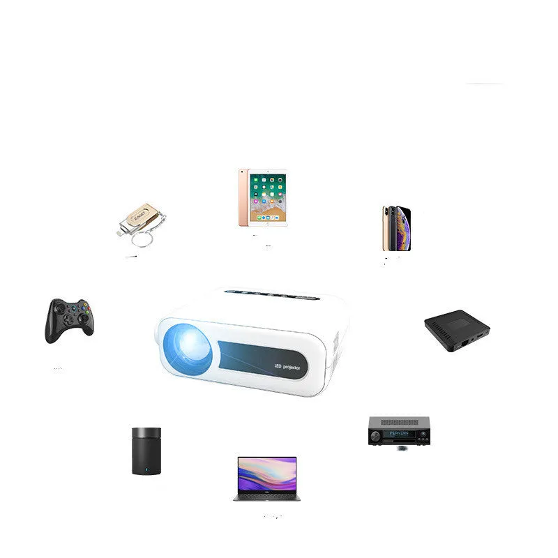 Mini projector with 1024x600 LED lens and 5G mobile phone screen source