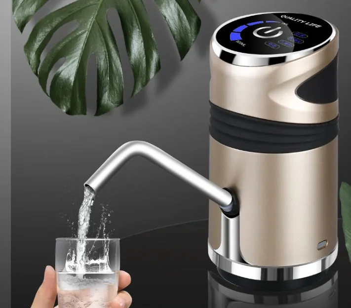 USB charging bucket water absorber in gold with stainless steel hose and suction hose