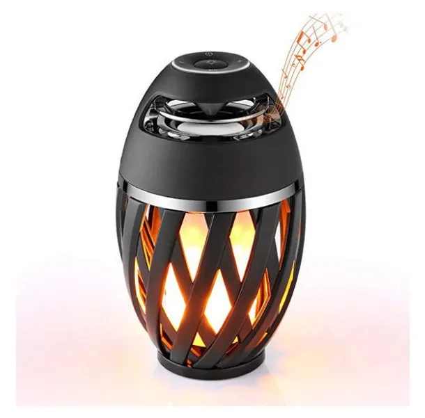 Black flame-shaped Bluetooth speaker box for home decoration with USB charging cable