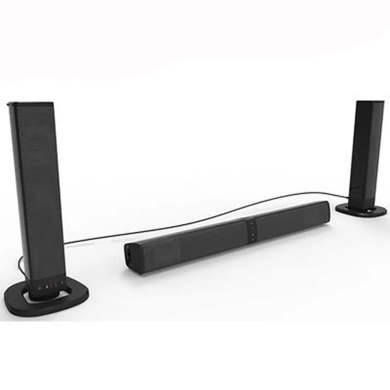 Black foldable split Bluetooth speaker with four speakers, TF card slot and radio, dimensions 490x50x50mm