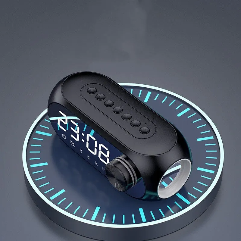 Portable Bluetooth speaker with extra bass in black, white, or blue colours, showing USB charging port