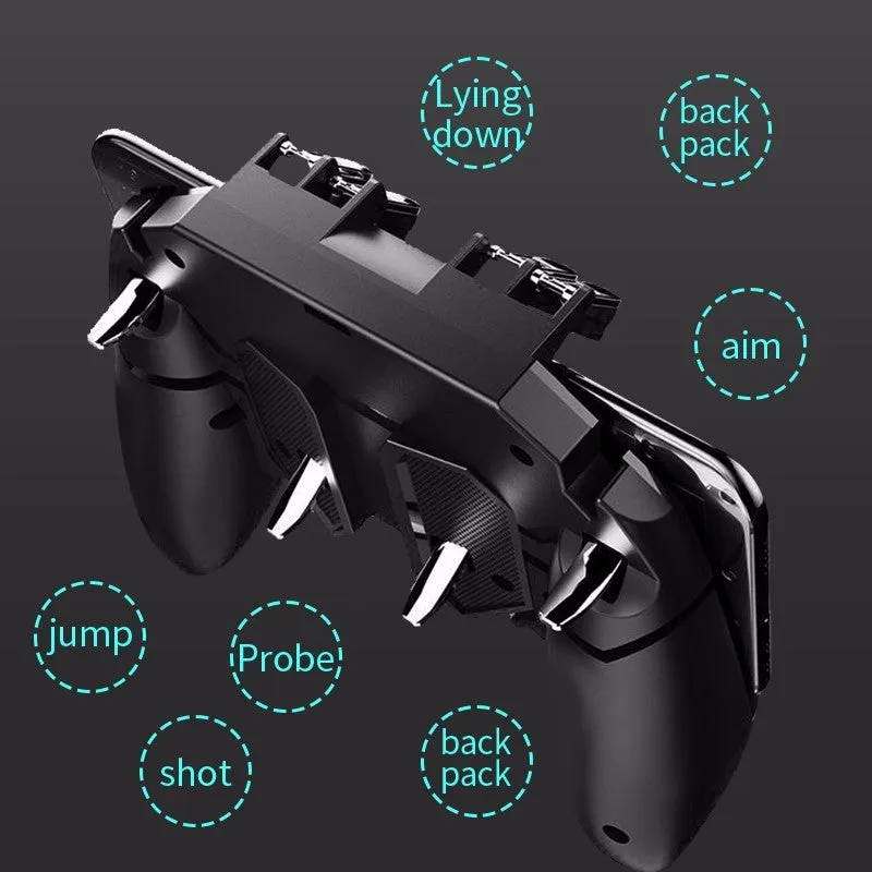 Black AK66 six-finger gamepad for PUBG mobile phone with rotatable lever
