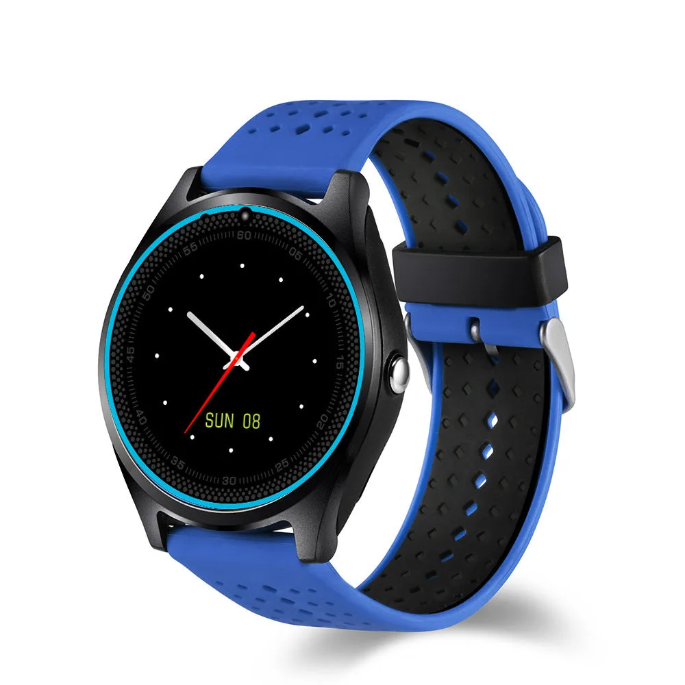 Call photo pedometer smart watch with 53mm black case on a wrist, displaying a call notification screen
