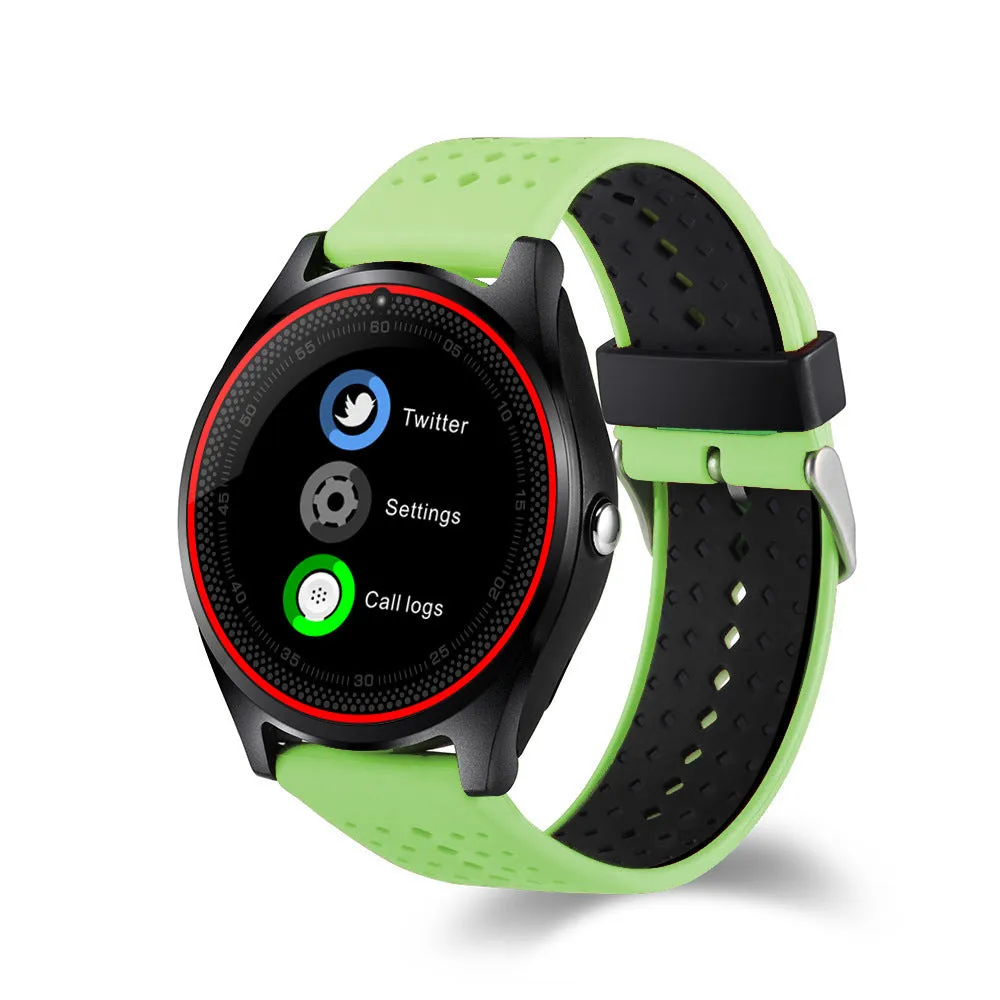 Call photo pedometer smart watch with 53mm black case on a wrist, displaying a call notification screen