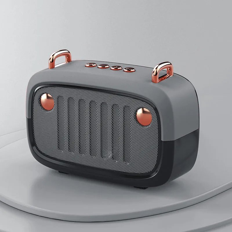 Wireless Bluetooth speaker cartoon subwoofer portable mini in black, USB interface, compact size 138x50x86mm
