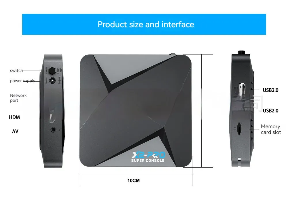 Home Video Three System Integrated Game Set-top Box X2 Pro with wireless controllers and HD cable