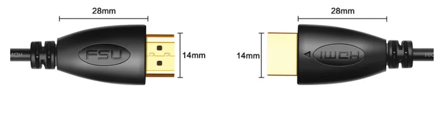 FSU HDMI 1.4V cable with gold-plated connectors and oxygen-free copper wire in a coiled length
