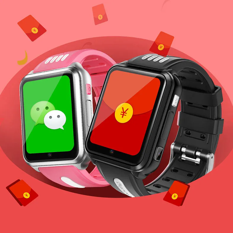 H1 children phone watch with 1.54 inch LCD screen and silicone wristband, black blue colour