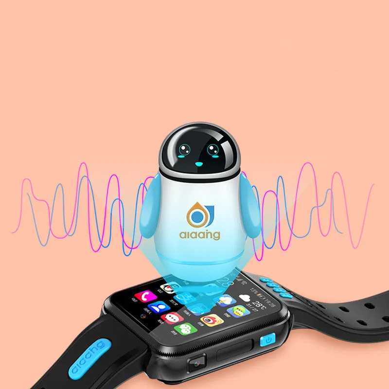 H1 children phone watch with 1.54 inch LCD screen and silicone wristband, black blue colour