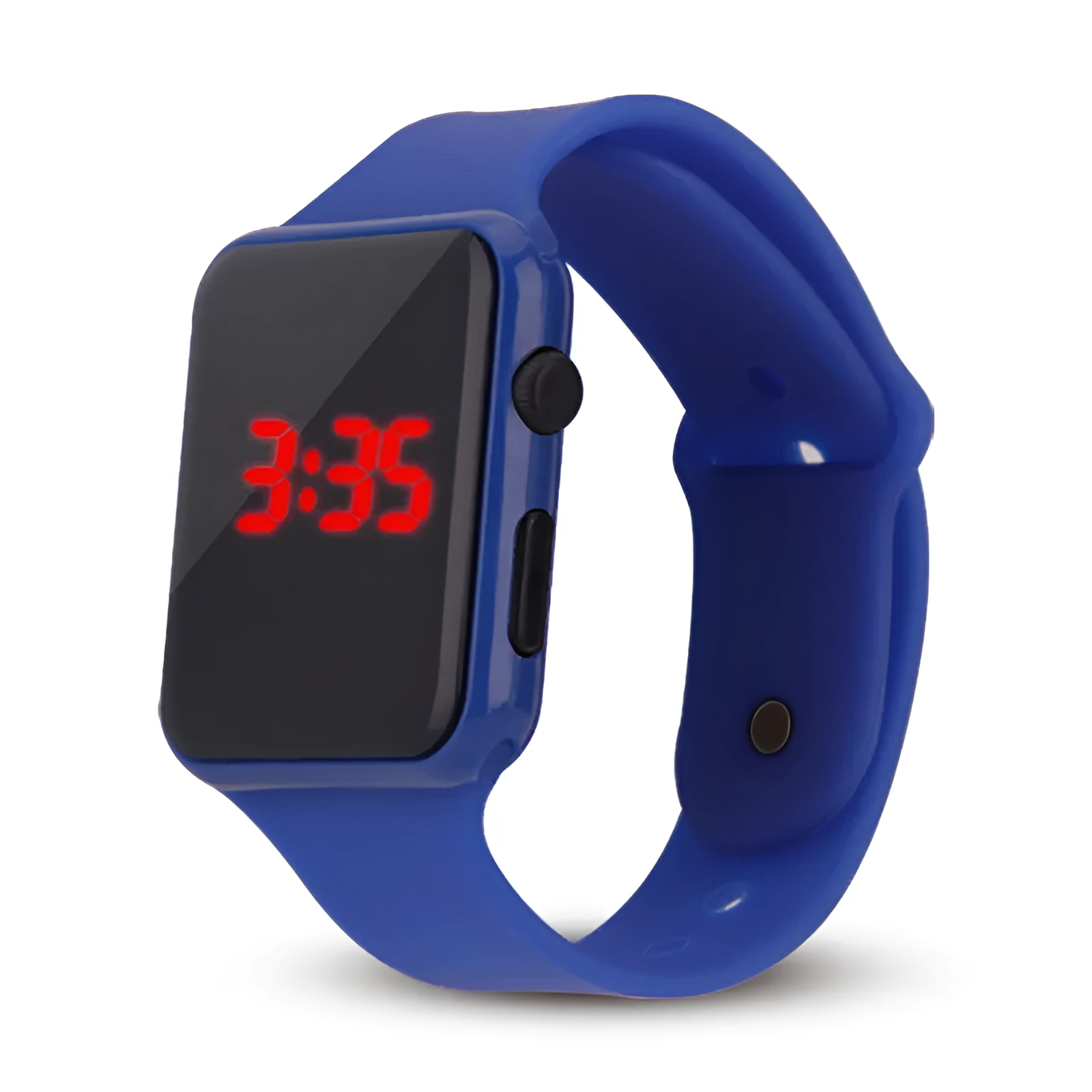 Square LED digital kids watch with luminous display in plastic case, available in multiple colours