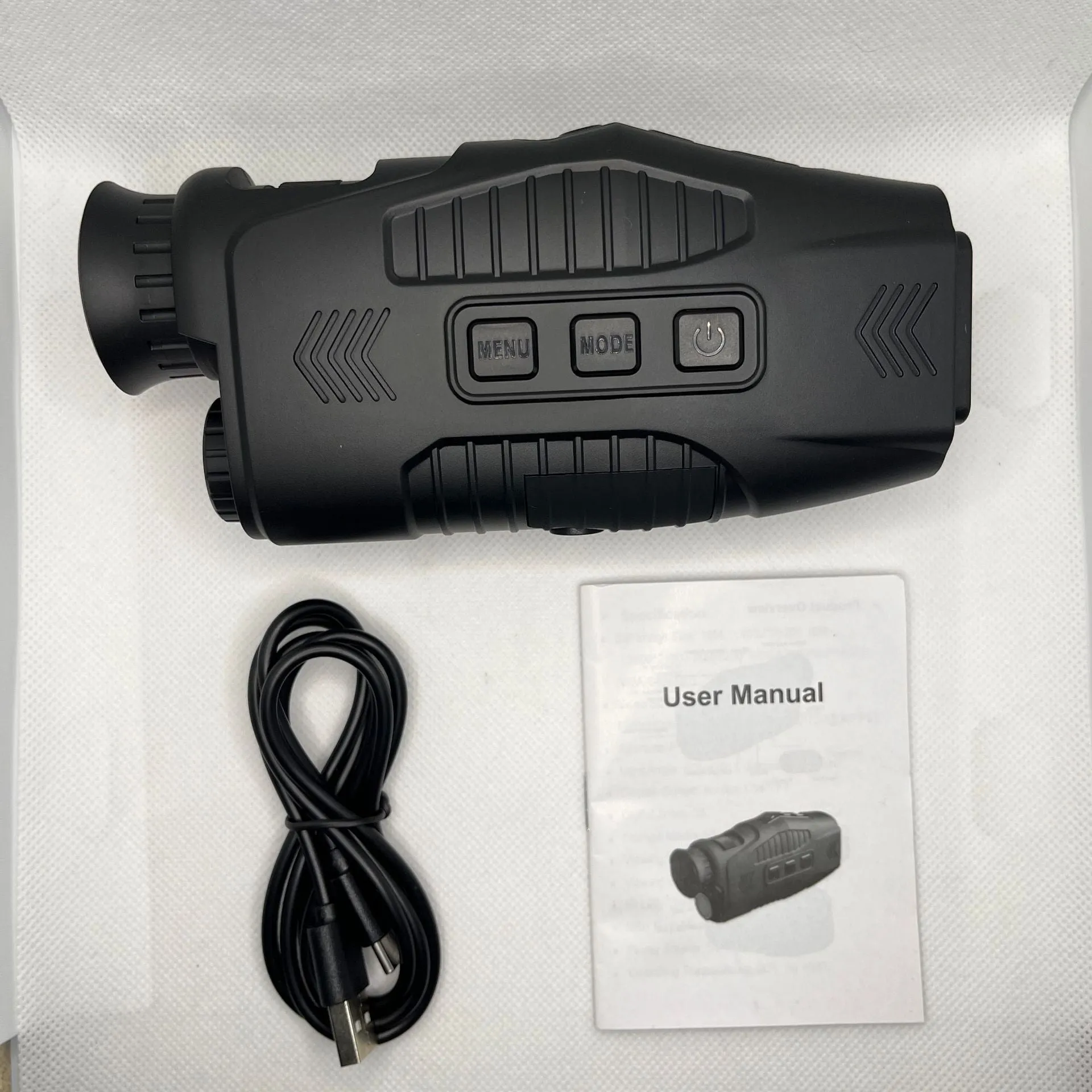HD infrared night vision monocular with 1.54 inch display and 5X digital zoom on dark background