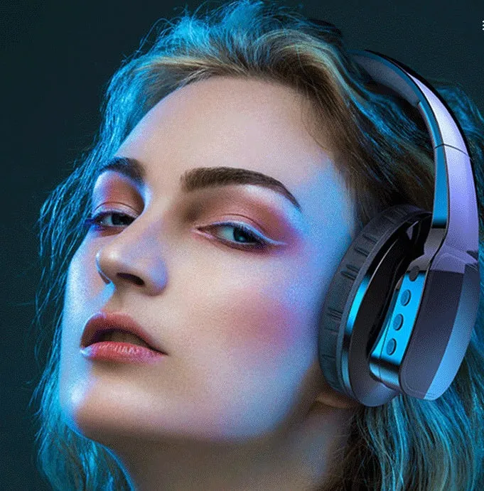 Folding Bluetooth headset with subwoofer, stereo wireless, available in black red white