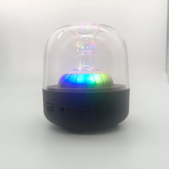 Blue Glass desktop mini Bluetooth speaker in black plastic finish with bass, USB interface, and press keys